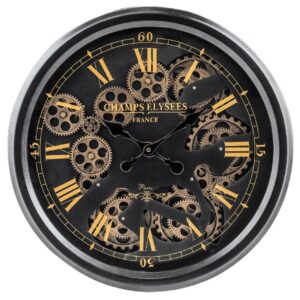 BLACK AND GOLD MEDIUM MOVING GEARS CLOCK