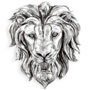 LARGE SILVER ROARING LION WALL HEAD